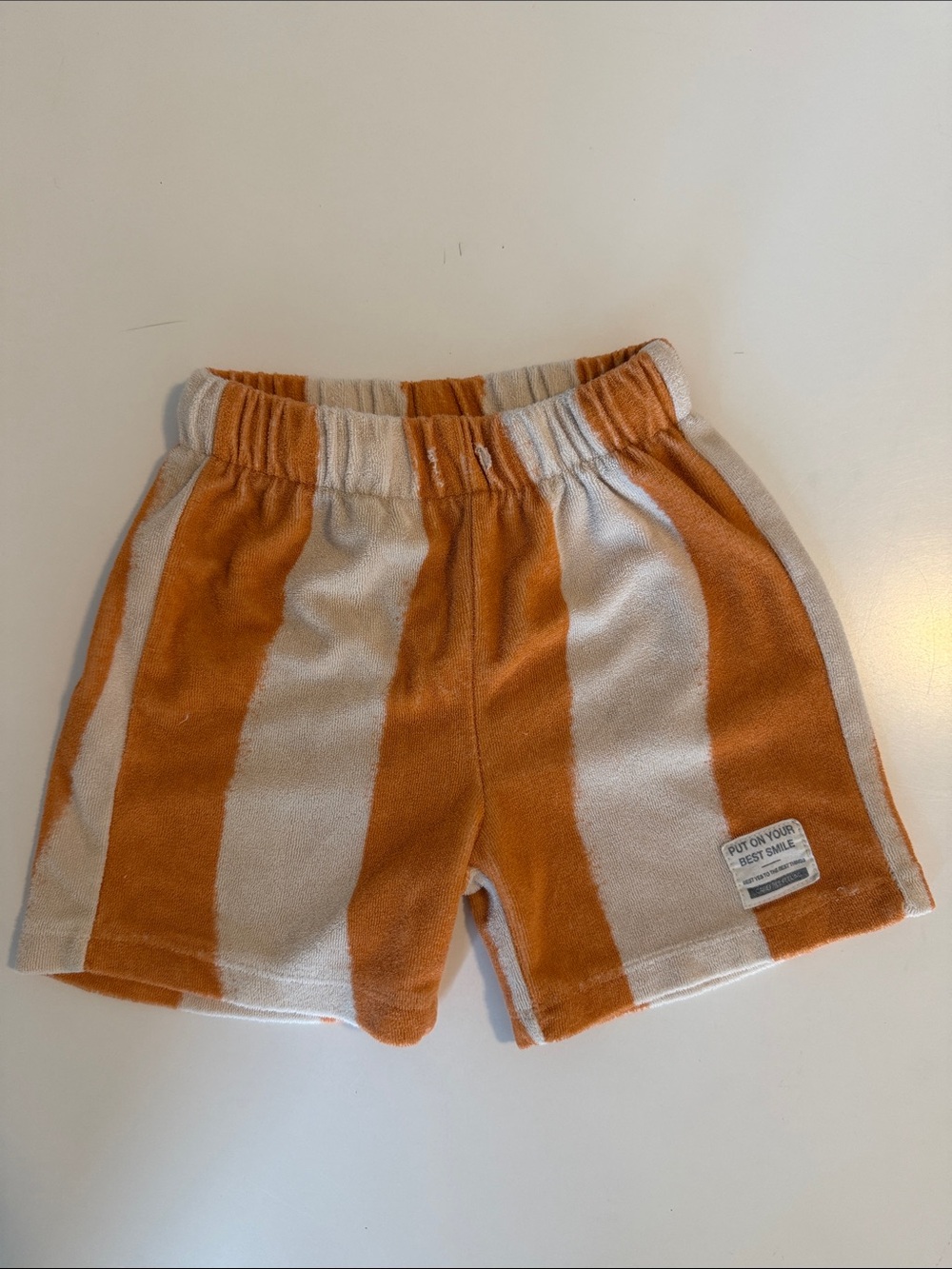Zara Kids Striped Orange and Cream Wavy Shorts - Size 5